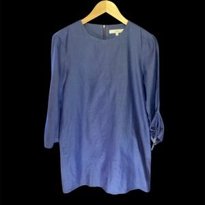 Tibi tie sleeve denim blue cotton shirt dress, size 8